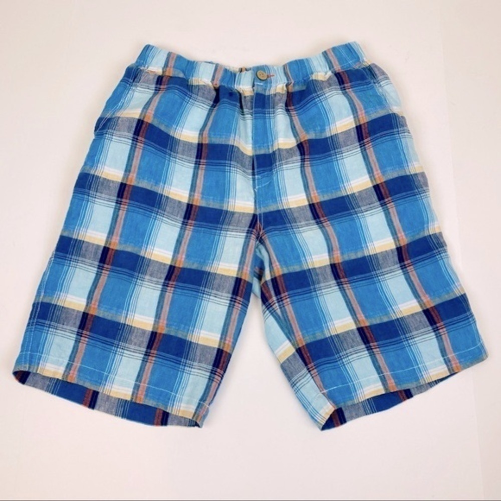Tommy Bahama Matadero Linen Plaid Shorts Size M - Picture 2 of 12